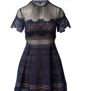 Self-Portrait Navy Lace Midi Dress